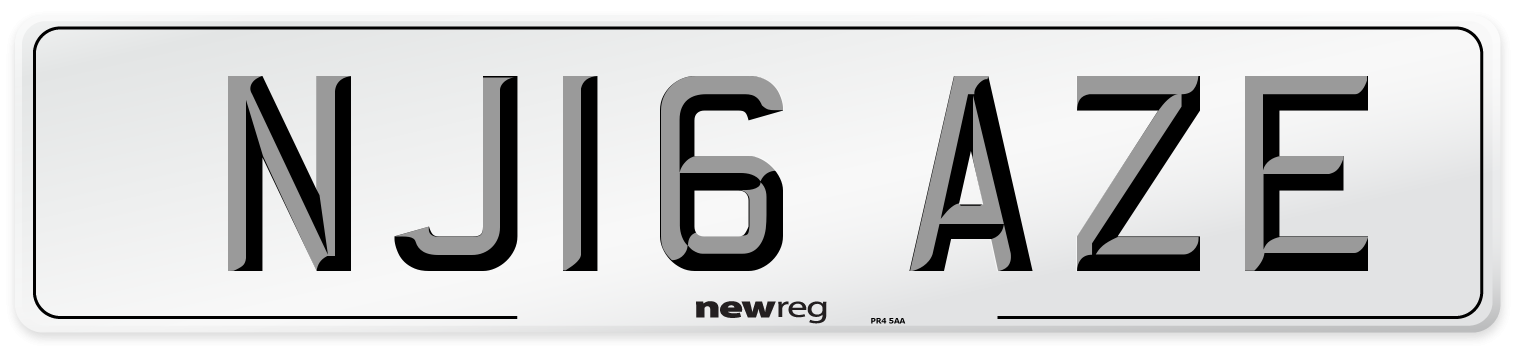 NJ16 AZE Number Plate from New Reg